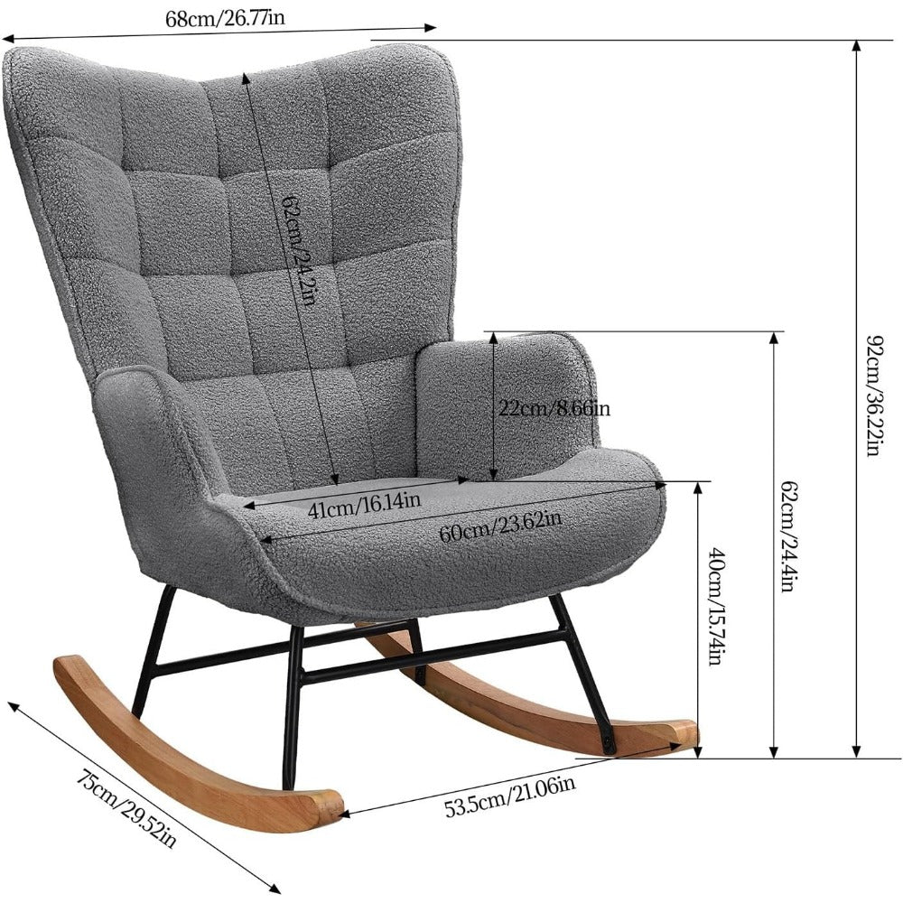 Chaise à bascule spécial allaitement - Gris - Fauteuil à bascule allaitement