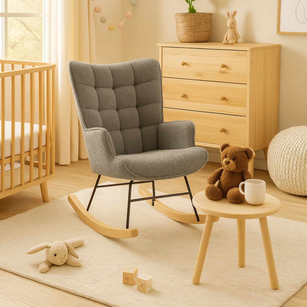 Chaise à bascule spécial allaitement - Gris - Fauteuil à bascule allaitement