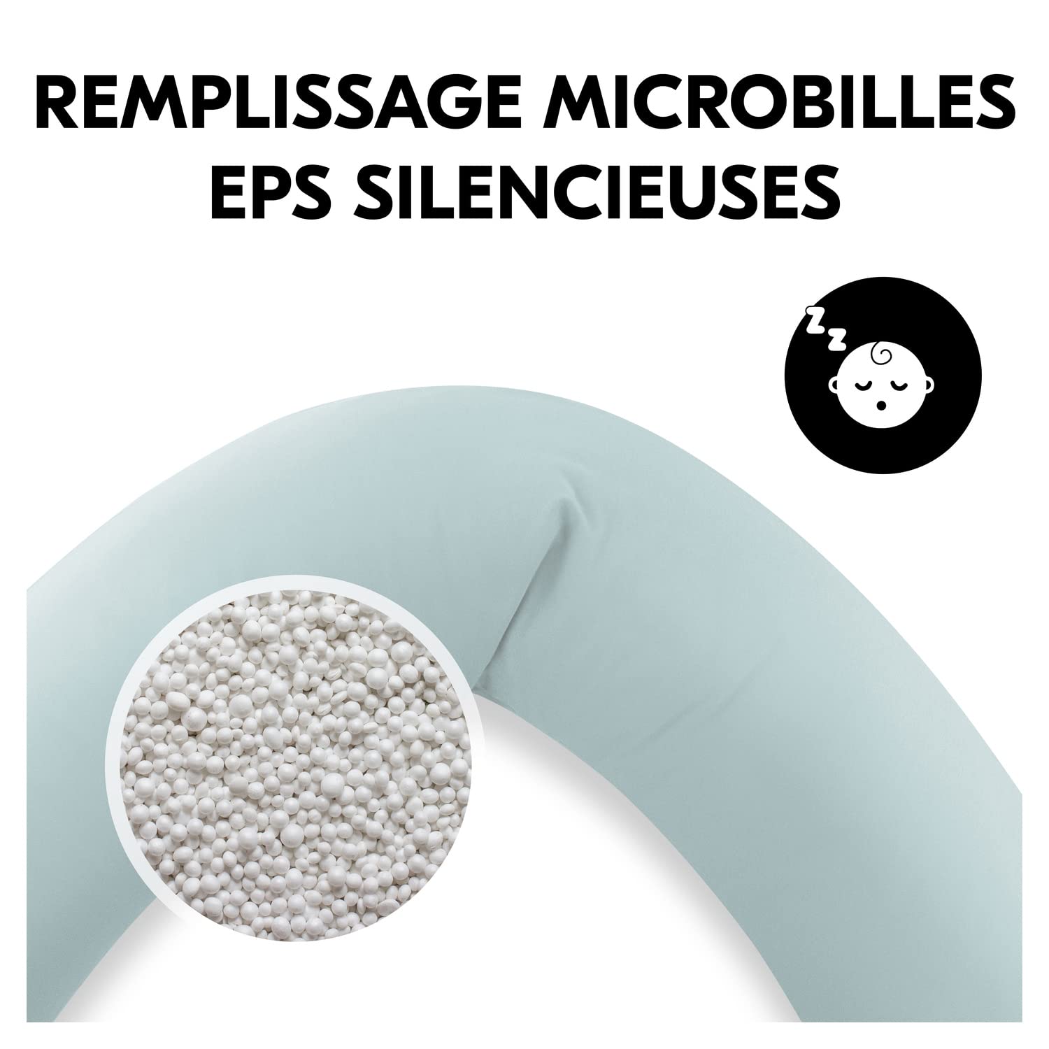 Coussin allaitement et grossesse microbilles - Bleu