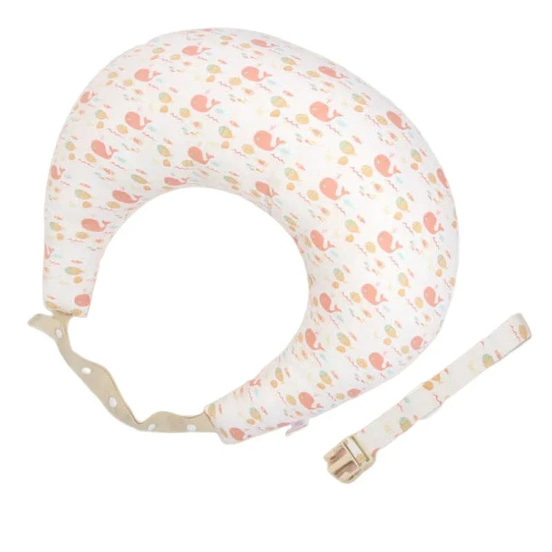 Coussin d’allaitement avec attache bébé - Baleine rose - coussin d’allaitement