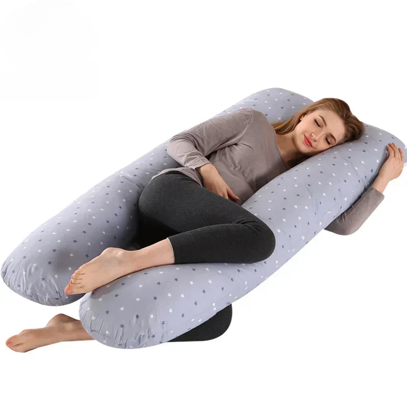 Coussin d'allaitement grande taille gris a motif d'étoiles