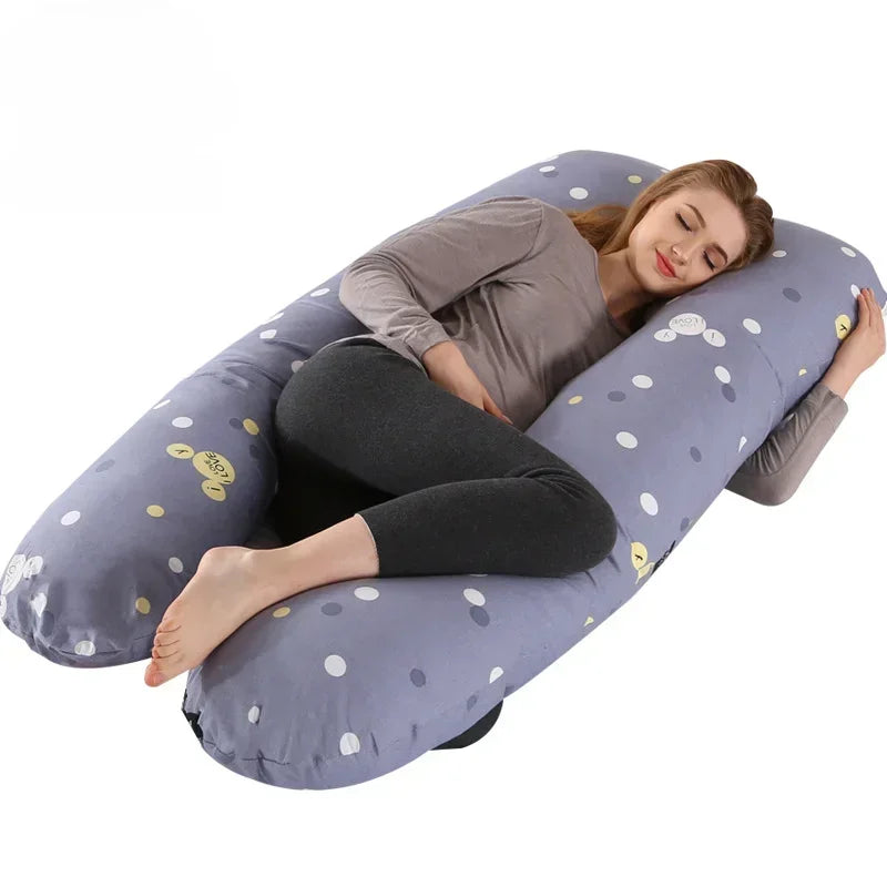 Coussin d'allaitement géant gris a motif