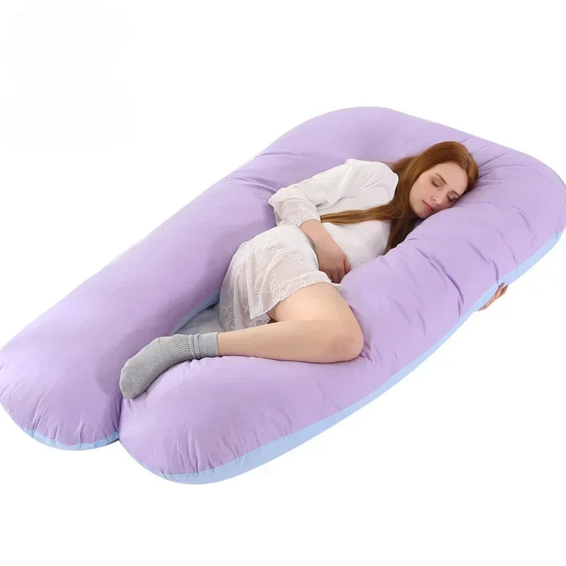 Coussin d'allaitement géant mauve et bleu clair
