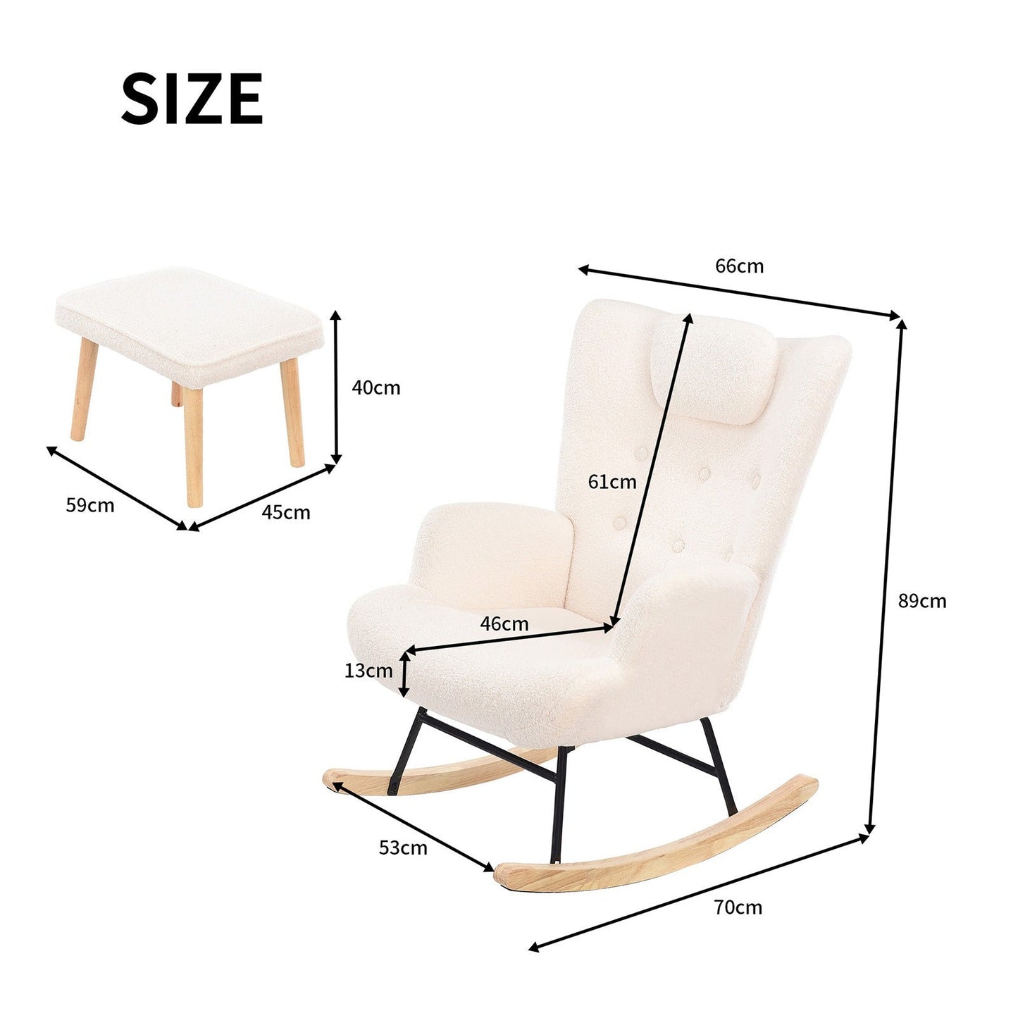 Fauteuil à bascule allaitement avec repose pied - Blanc - Fauteuil à bascule allaitement