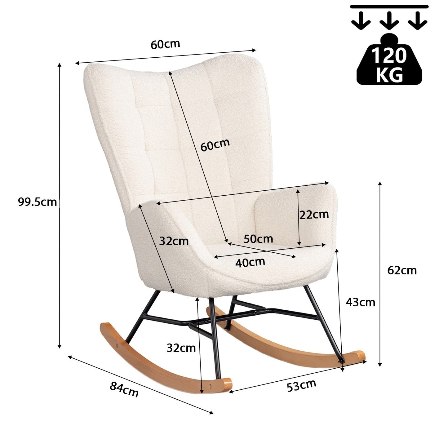 Fauteuil à bascule pour allaitement - Beige clair - Fauteuil à bascule allaitement
