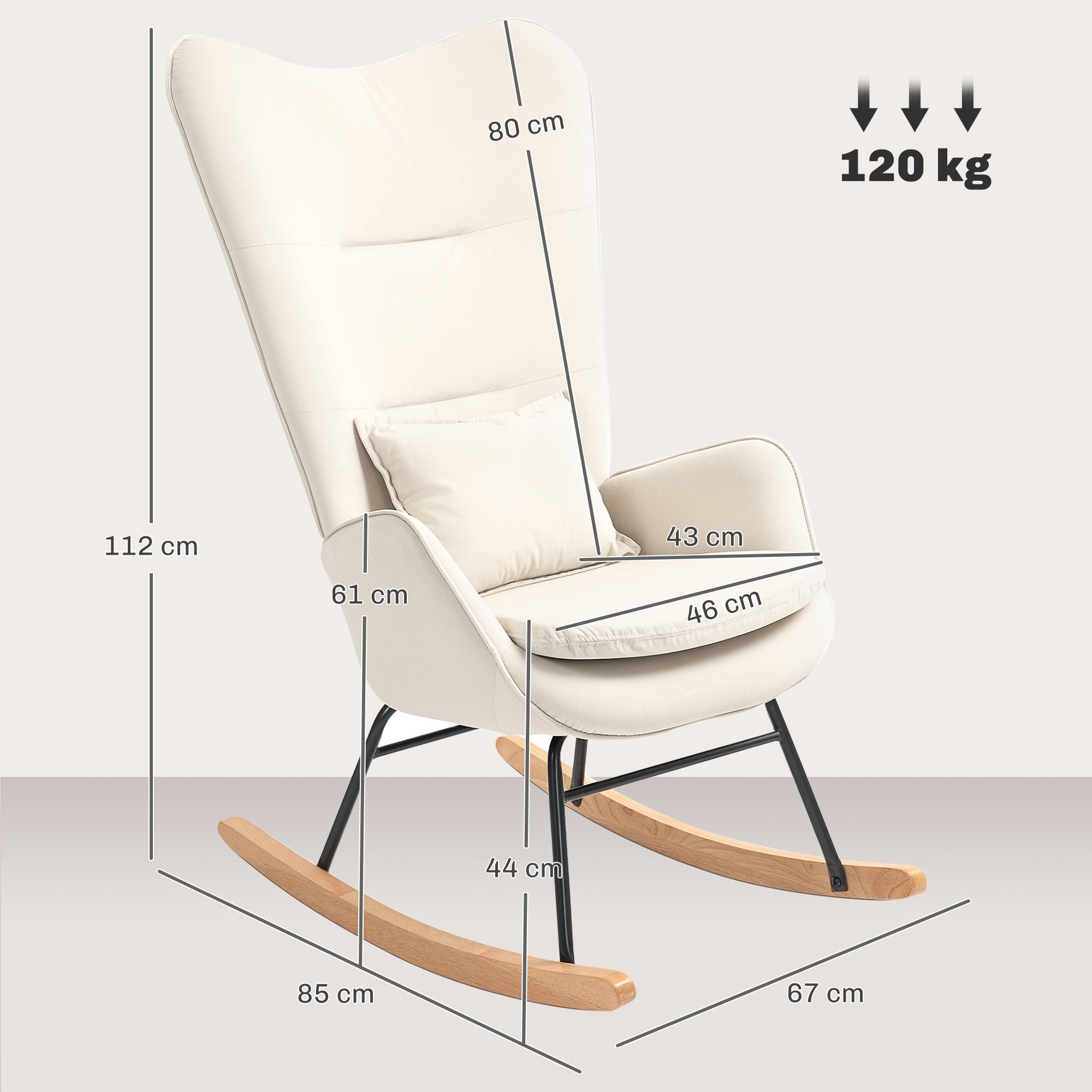 Fauteuil d’allaitement à bascule adulte - Crème - Fauteuil à bascule allaitement