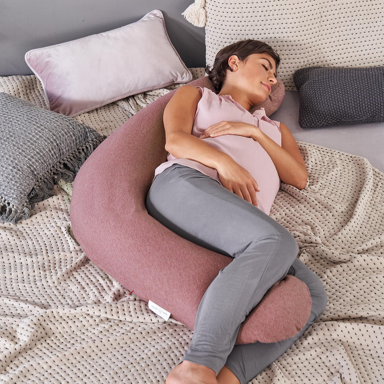 Grand coussin d’allaitement microbille - Gris