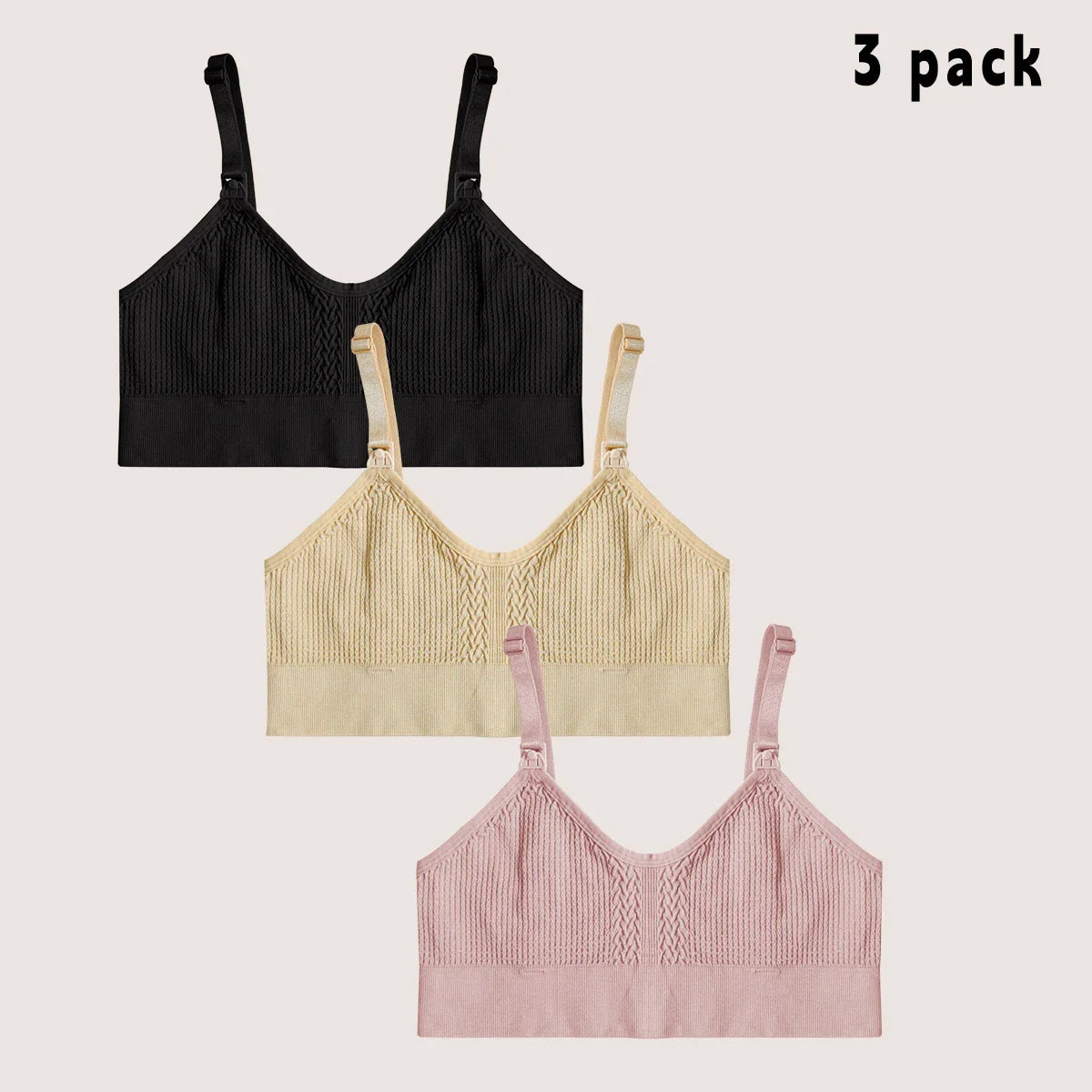 Brassière sans armature allaitement - Noir Beige & Rose / XS - Brassière d’allaitement
