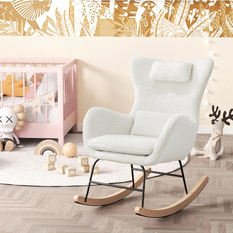 Chaise à bascule fauteuil allaitement - Blanc - Fauteuil à bascule allaitement