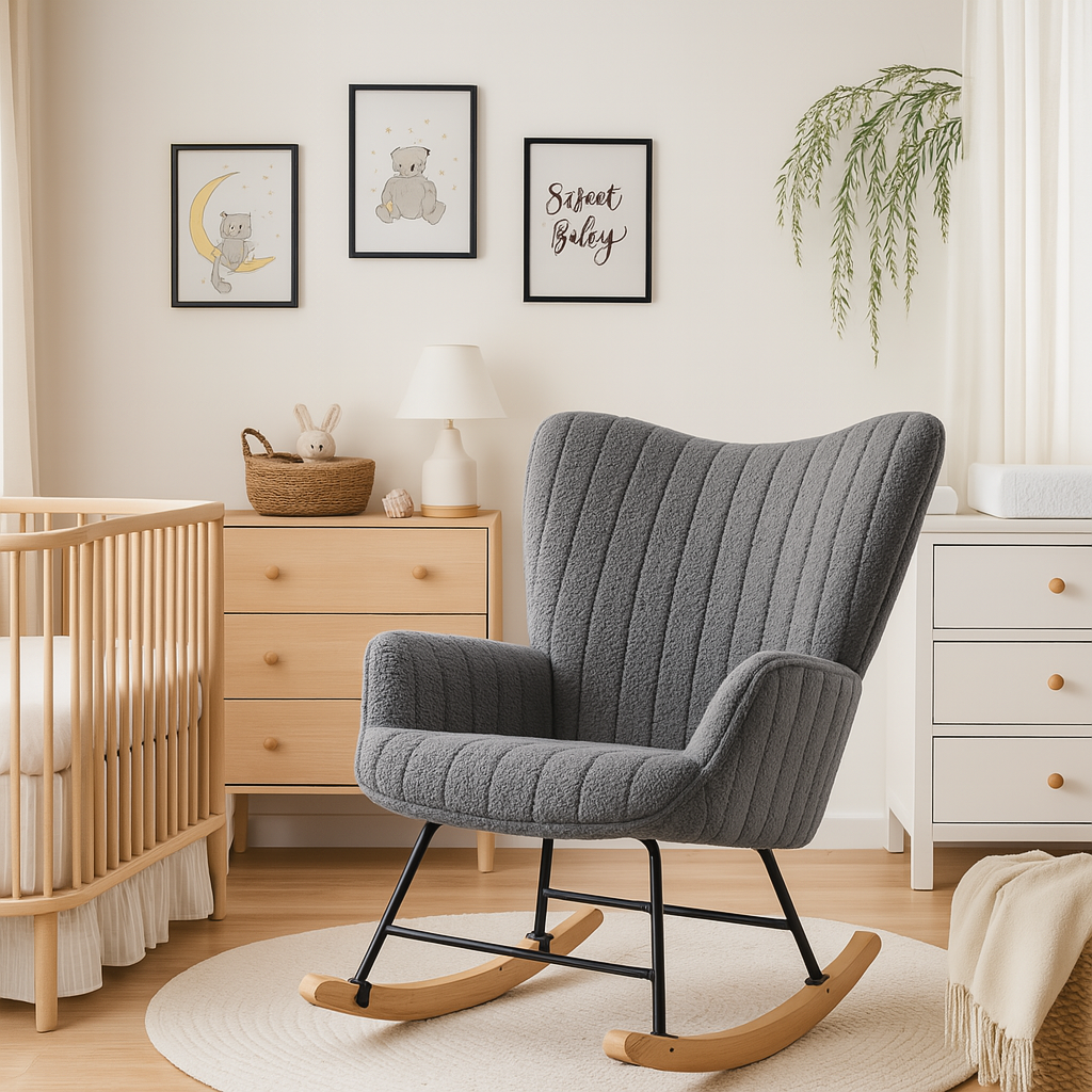 Chaise d’allaitement à bascule - Gris - Fauteuil à bascule allaitement