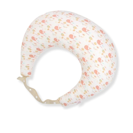 Coussin d’allaitement avec attache bébé - Baleine rose - coussin d’allaitement