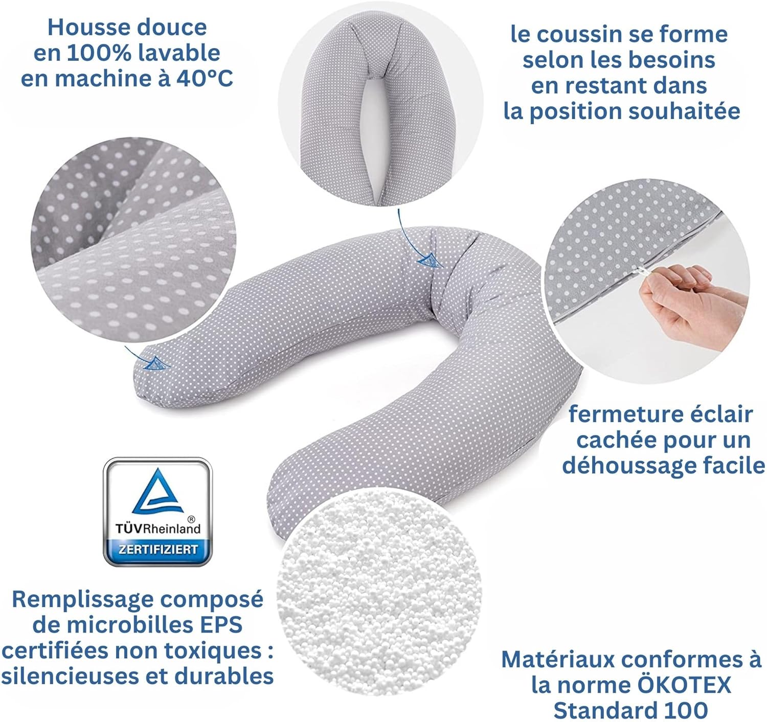 Coussin d’allaitement avec microbilles
