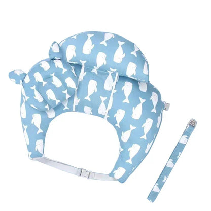 Coussin d'allaitement motif baleine bleu