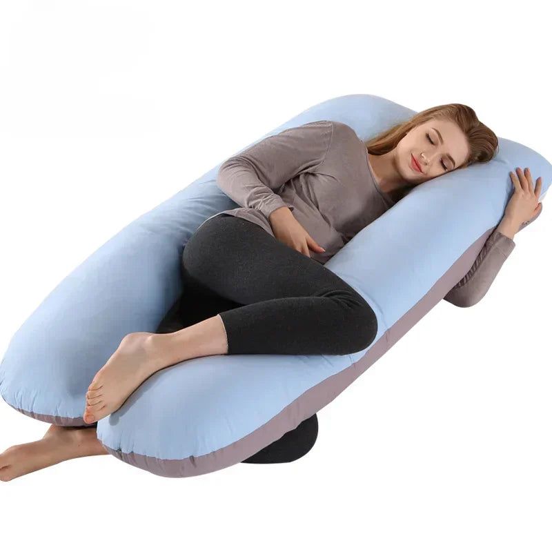 coussin allaitement grande taille bleu et gris pour allaiter