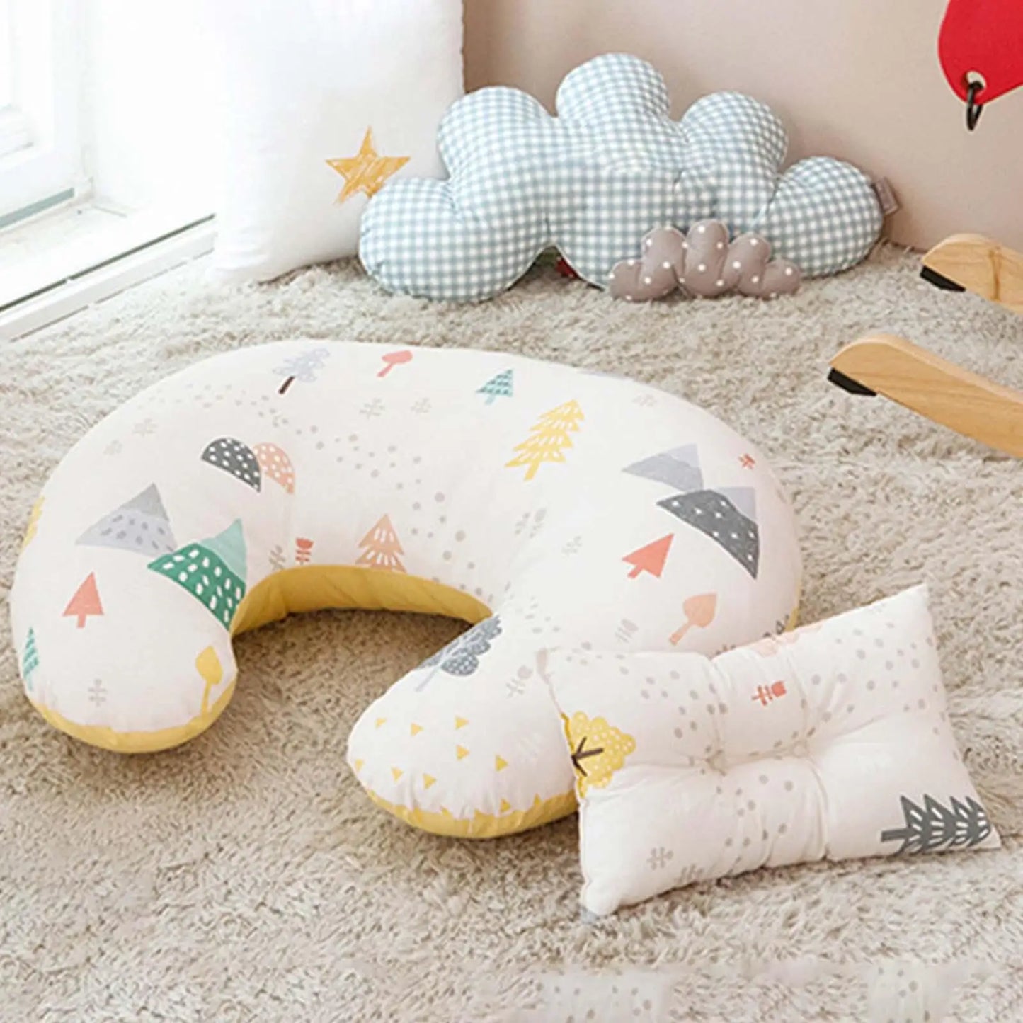 Coussin d’allaitement bleu - Blanc montagne - coussin d’allaitement