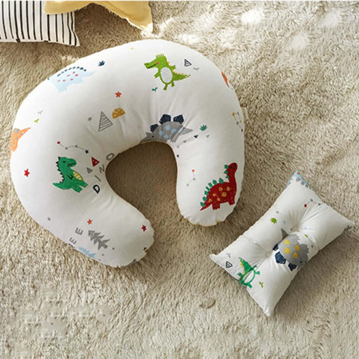 Coussin d’allaitement bleu - Blanc dinosaure - coussin d’allaitement