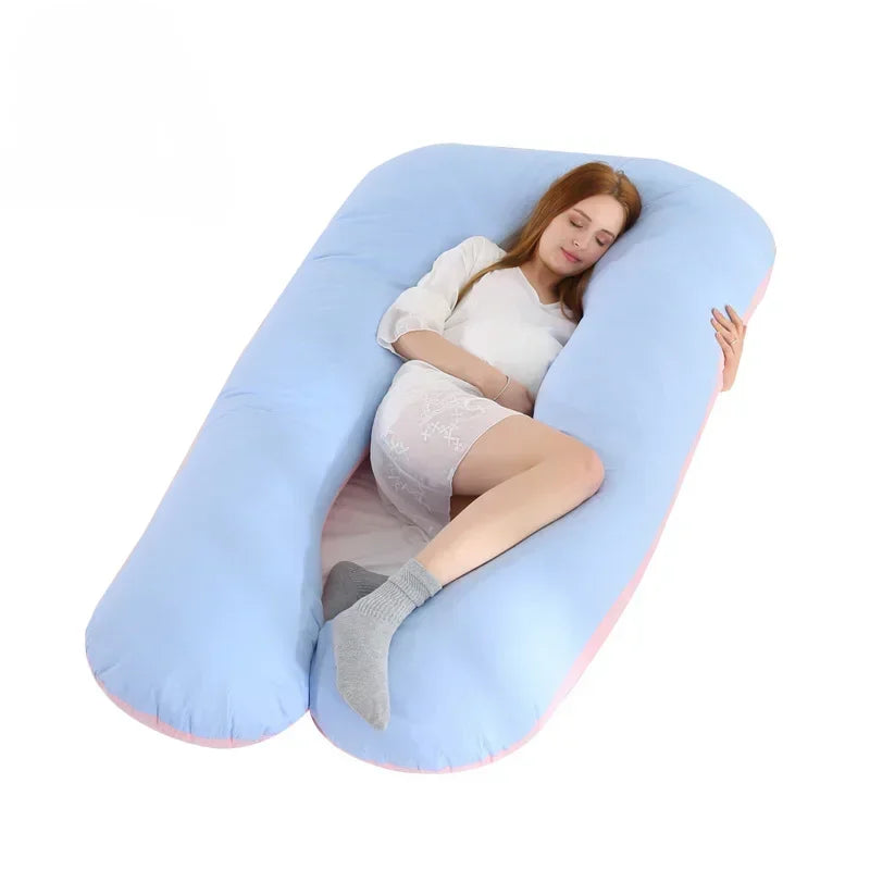 Coussin d'allaitement géant bleu et rose pour allaiter et dormir