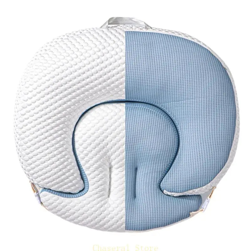 Coussin d'allaitement ergonomique bleu et blanc