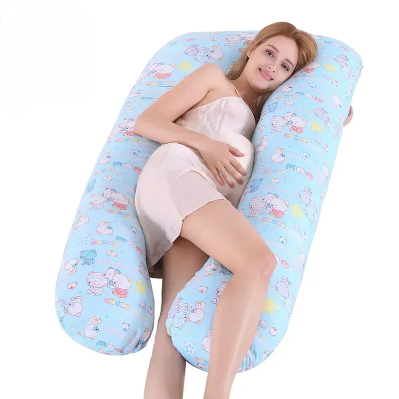 Coussin d'allaitement géant Bleu clair a motif petit ourson