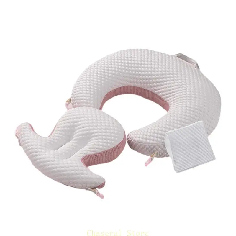 Coussin d'allaitement ergonomique déhoussable blanc et rose