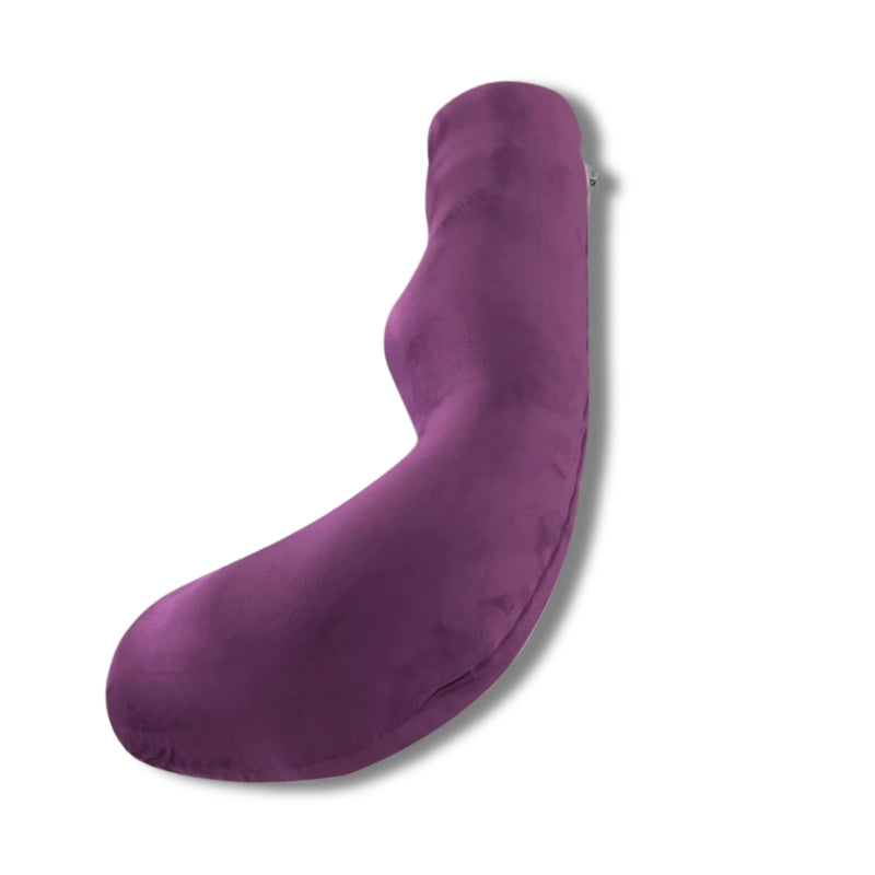 Coussin d'allaitement violet en forme de J