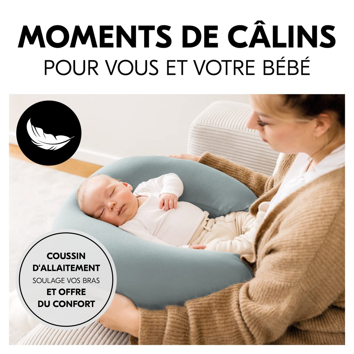 Coussin d’allaitement microbille bio - Bleu