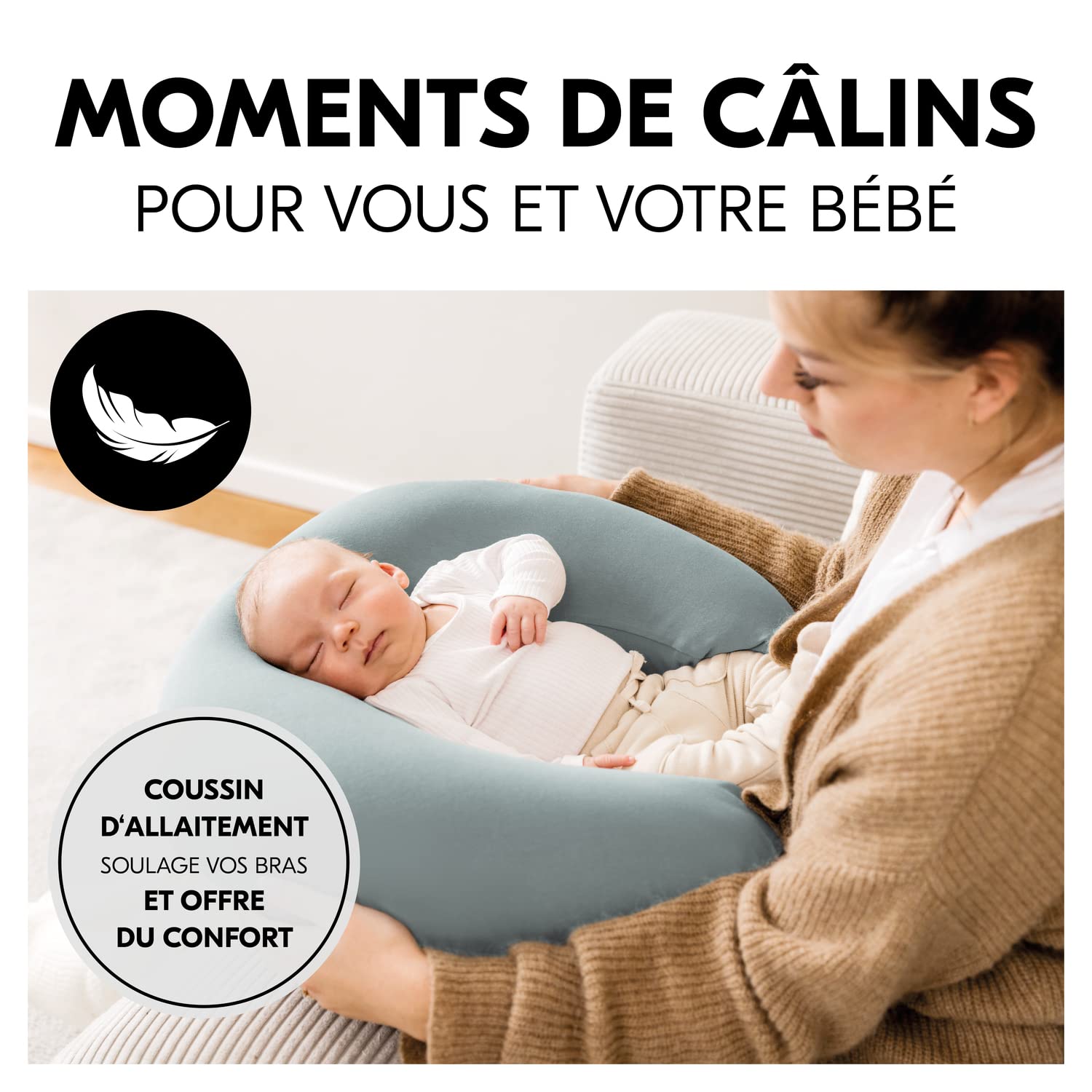Coussin d’allaitement microbille bio - Bleu