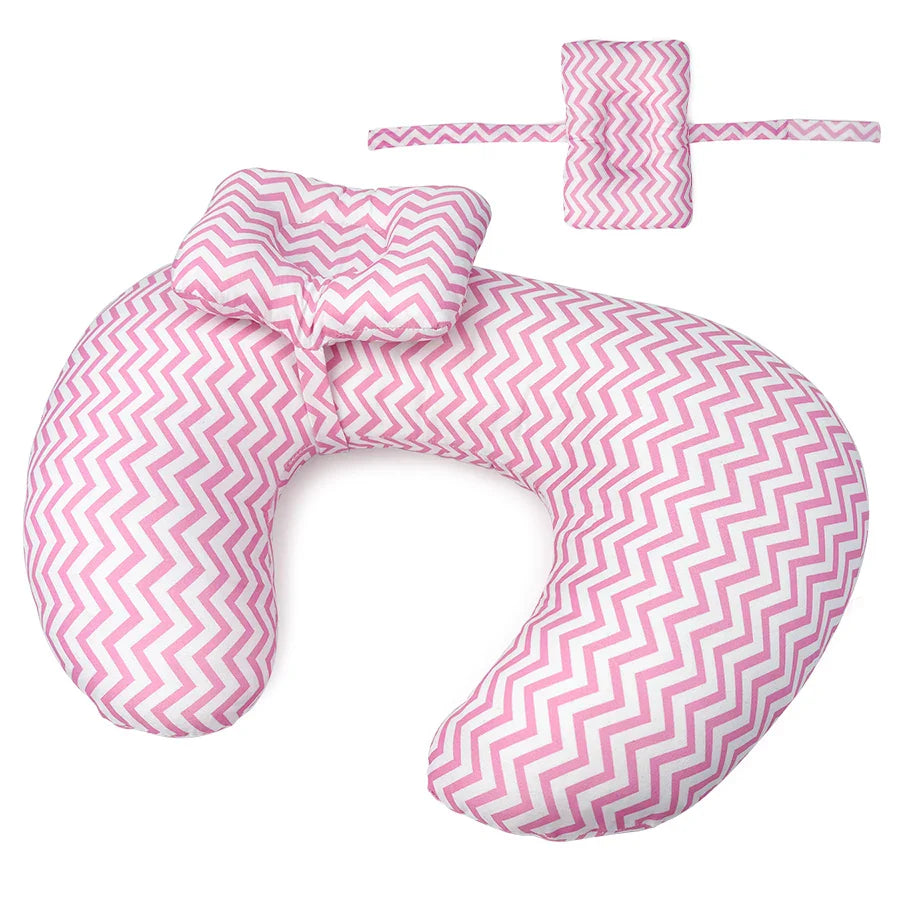 Coussin d'allaitement rose pour allaiter avec petit coussinet réglable pour le sens de position de la tête de bébé
