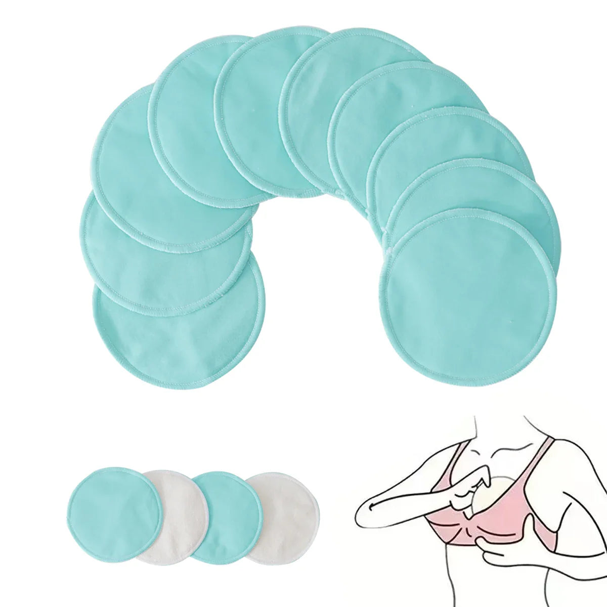 Coussinet d’allaitement naturel lavable - Bleu - Coussinet d’allaitement