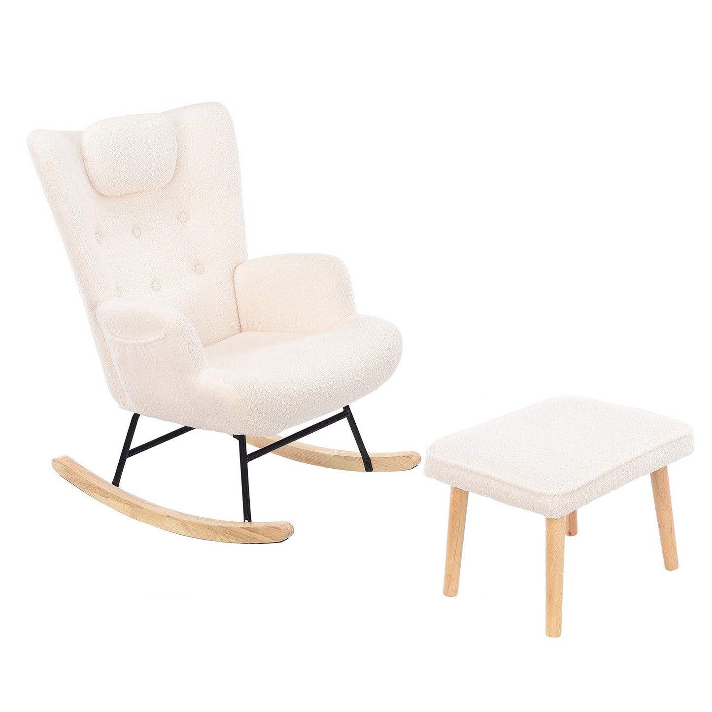 Fauteuil à bascule allaitement avec repose pied - Blanc - Fauteuil à bascule allaitement