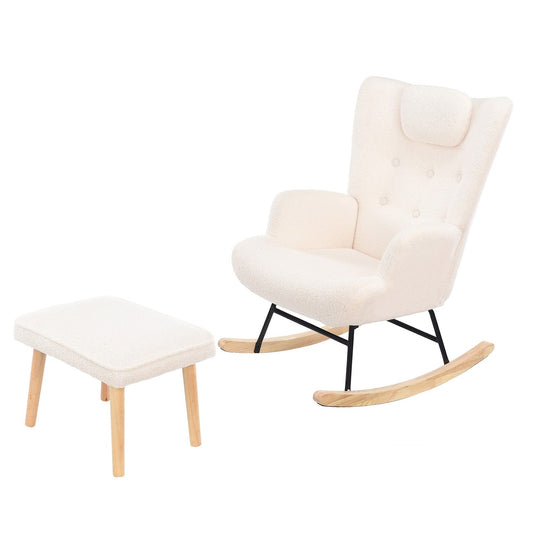 Fauteuil à bascule allaitement avec repose pied - Blanc - Fauteuil à bascule allaitement