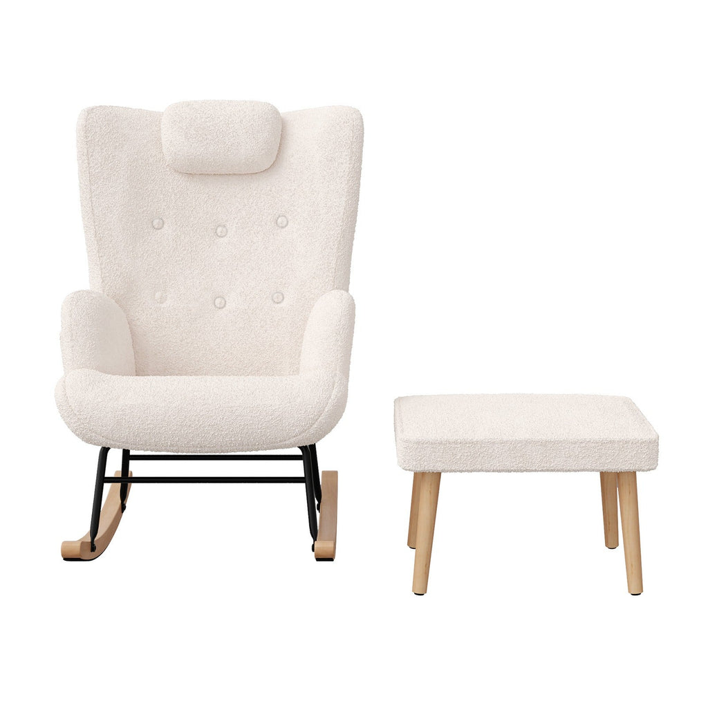 Fauteuil à bascule allaitement avec repose pied - Blanc - Fauteuil à bascule allaitement