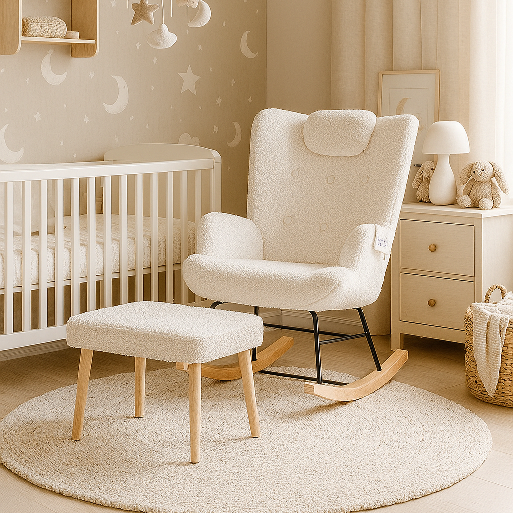 Fauteuil à bascule allaitement avec repose pied - Blanc - Fauteuil à bascule allaitement