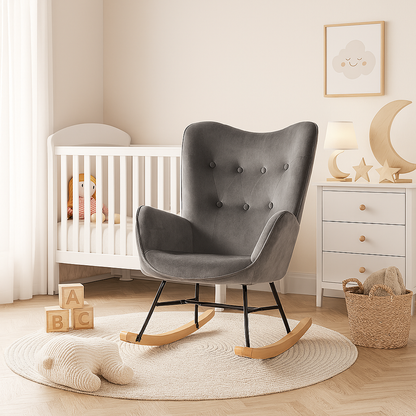 Fauteuil à bascule allaitement cosy - Gris - Fauteuil à bascule allaitement