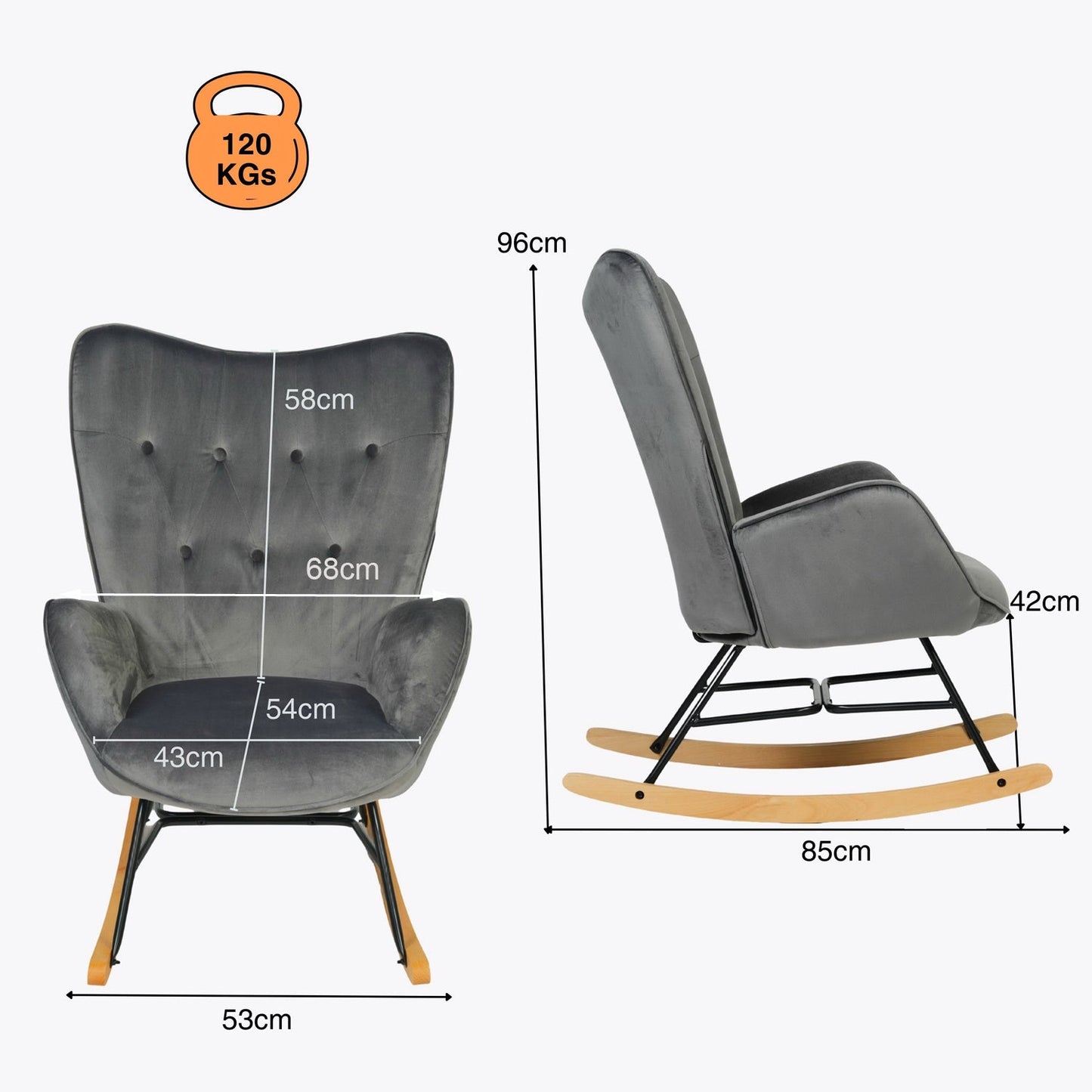 Fauteuil à bascule allaitement cosy - Gris - Fauteuil à bascule allaitement