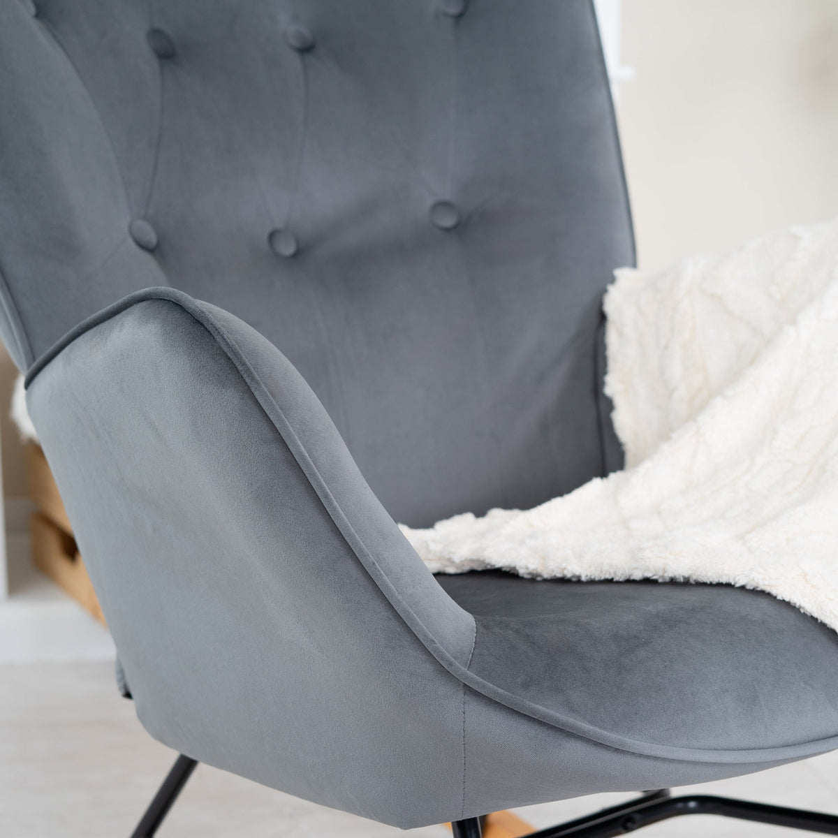 Fauteuil à bascule allaitement cosy - Gris - Fauteuil à bascule allaitement