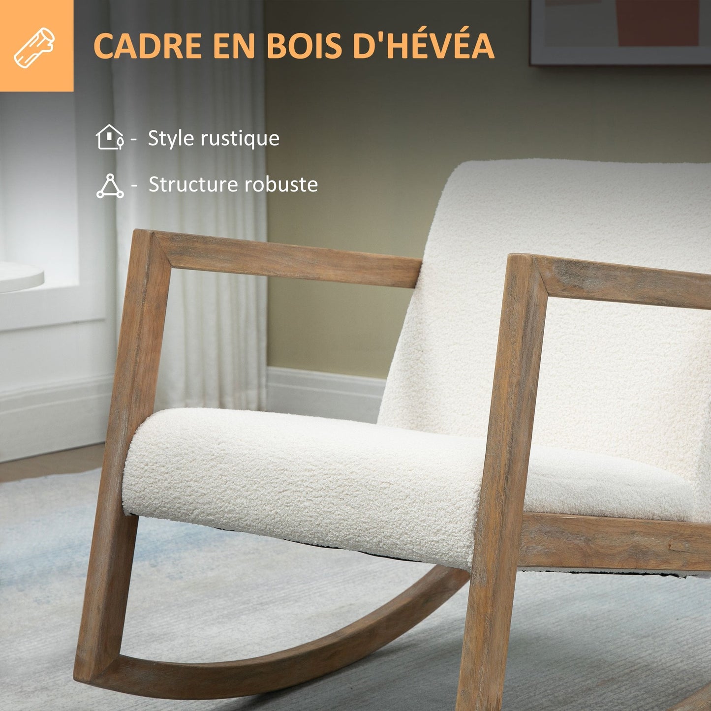 Fauteuil à bascule allaitement scandinave - Blanc - Fauteuil à bascule allaitement
