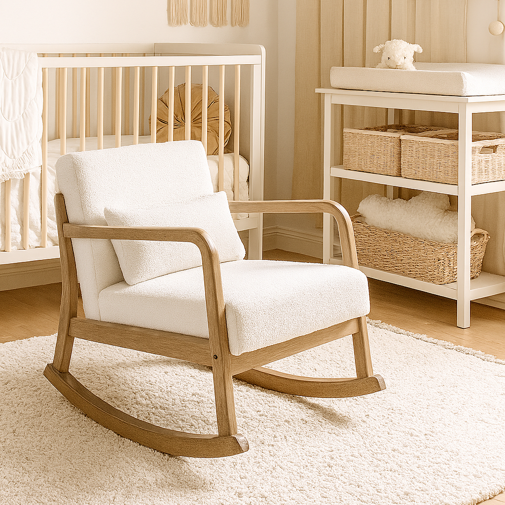 Fauteuil à bascule allaitement scandinave - Blanc - Fauteuil à bascule allaitement