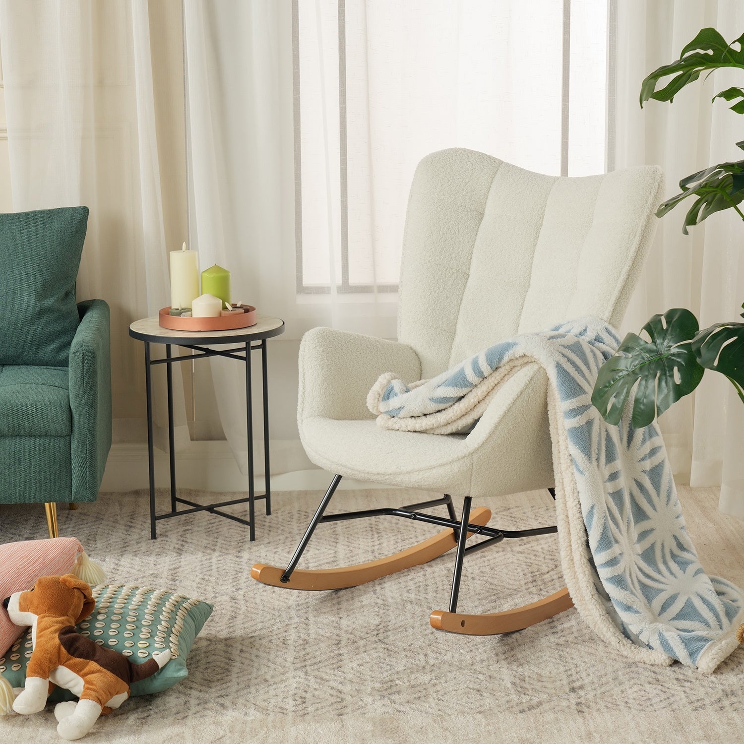 Fauteuil à bascule pour allaitement - Beige clair - Fauteuil à bascule allaitement