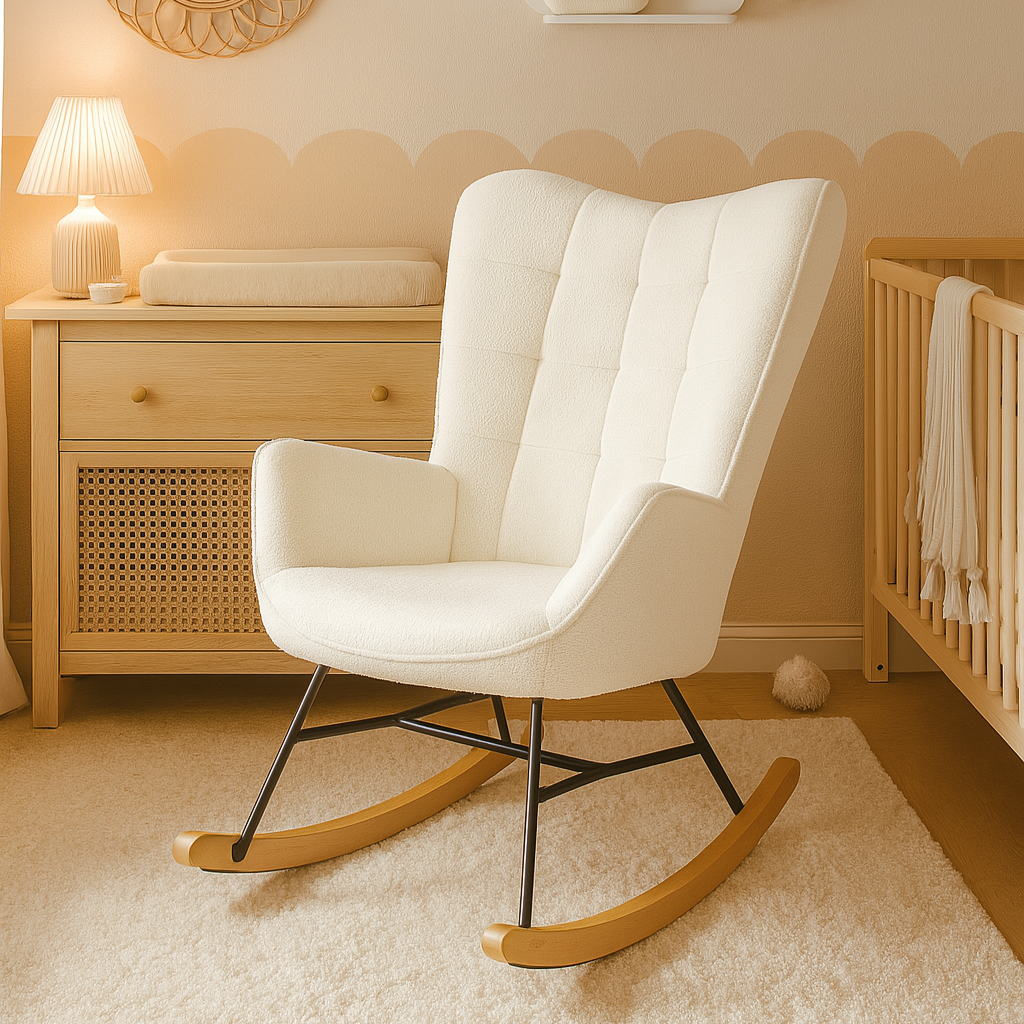 Fauteuil à bascule pour allaitement - Beige clair - Fauteuil à bascule allaitement