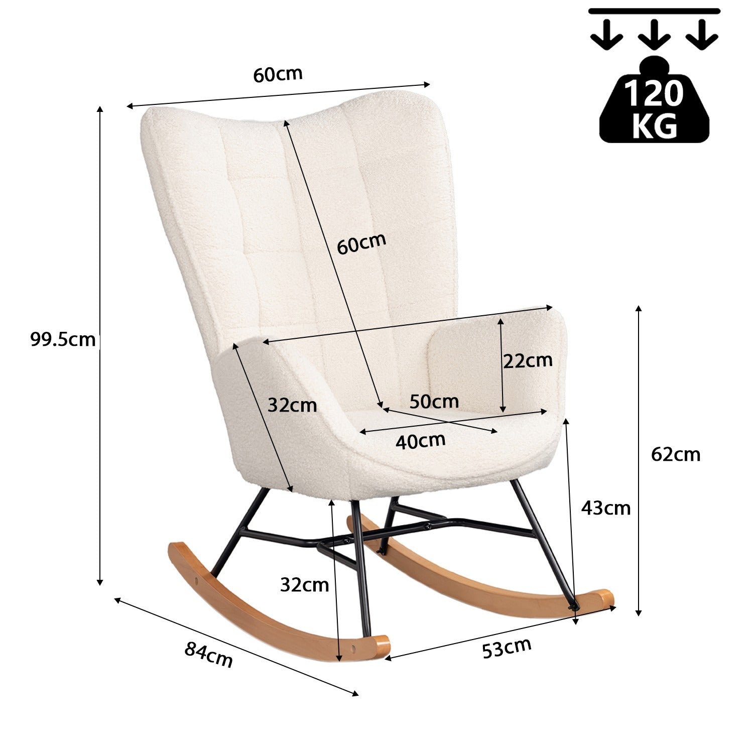 Fauteuil à bascule pour allaitement - Beige clair - Fauteuil à bascule allaitement