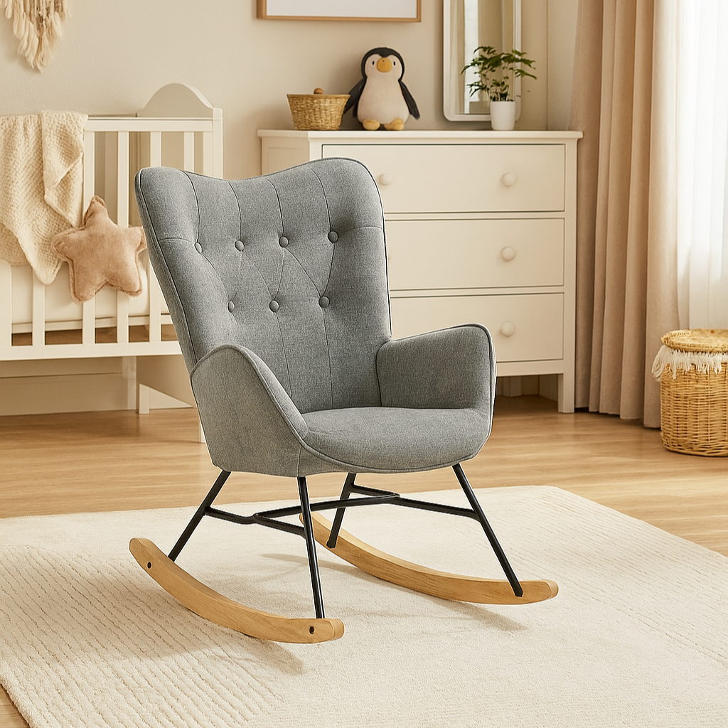 Fauteuil à bascule pour allaiter - Gris - Fauteuil à bascule allaitement