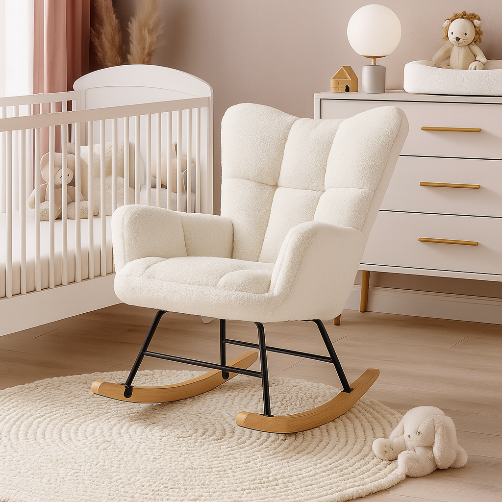 Fauteuil à bascule pour allaiter blanc - Blanc - Fauteuil à bascule allaitement