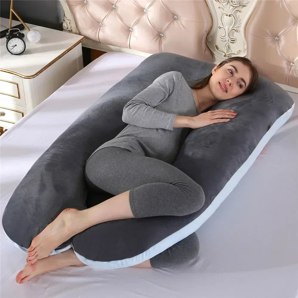 Grand coussin d’allaitement - Gris et bleu - coussin d’allaitement