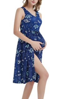 Nuisette allaitement bleu à imprimé floral