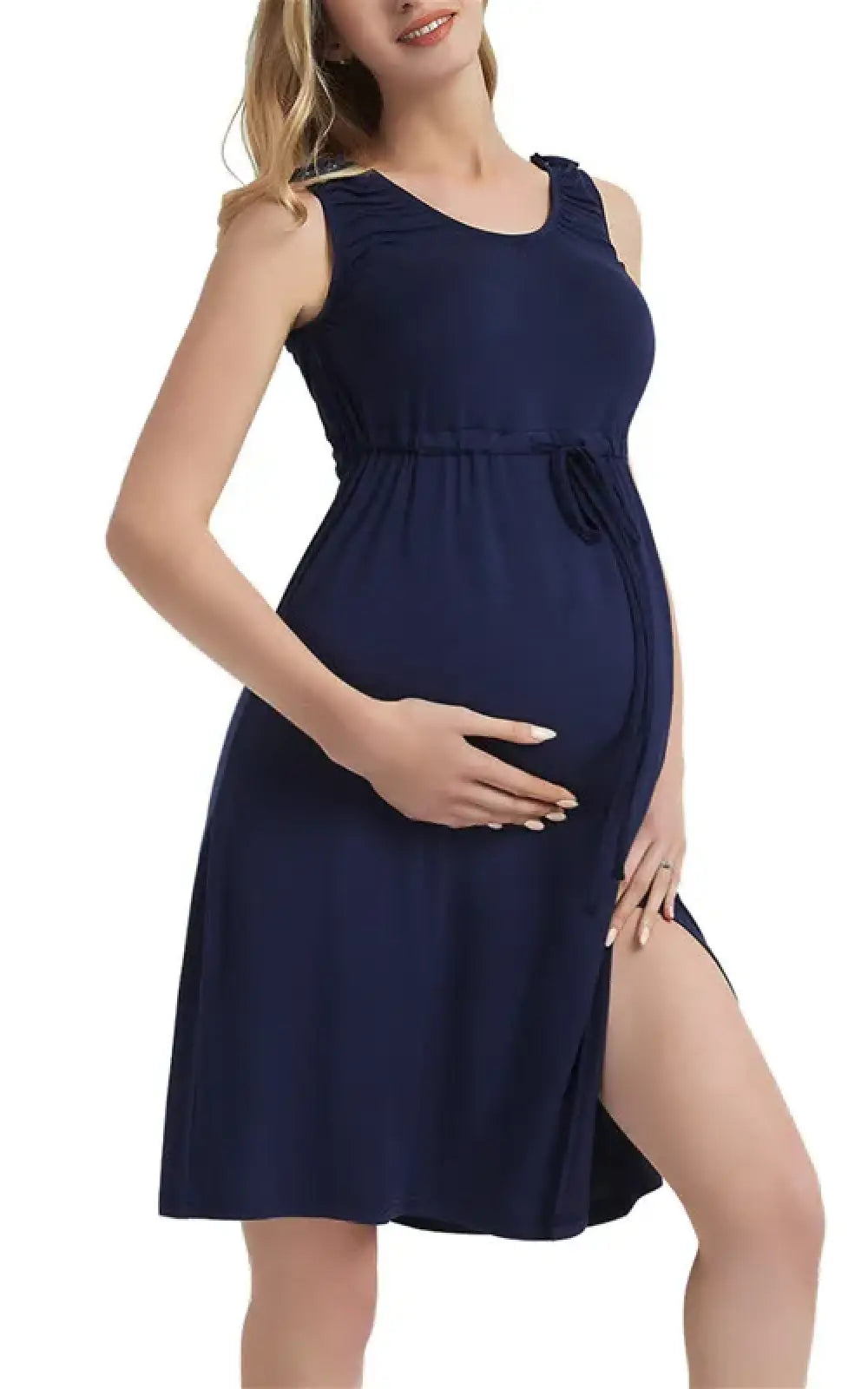 Nuisette allaitement bleu marine à taille empire