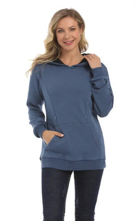 Pull allaitement zip bleu foncé, sweat molletonné à capuche