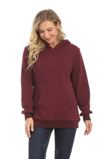Pull allaitement zip bourgogne, sweat molletonné à capuche