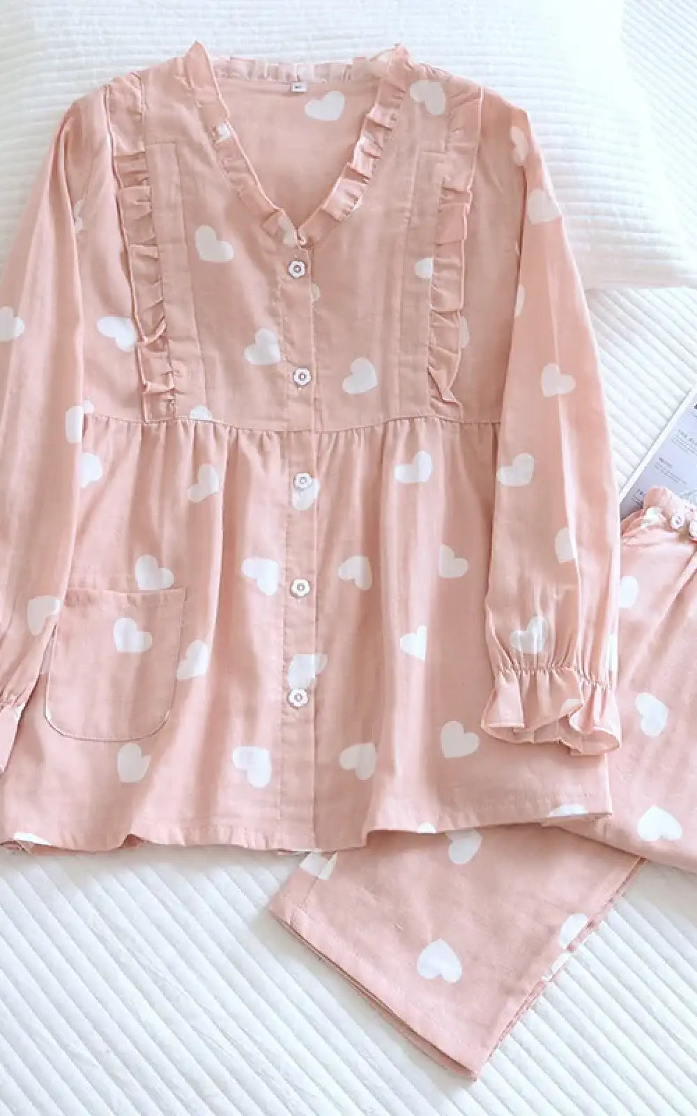 Pyjama allaitement coton rose