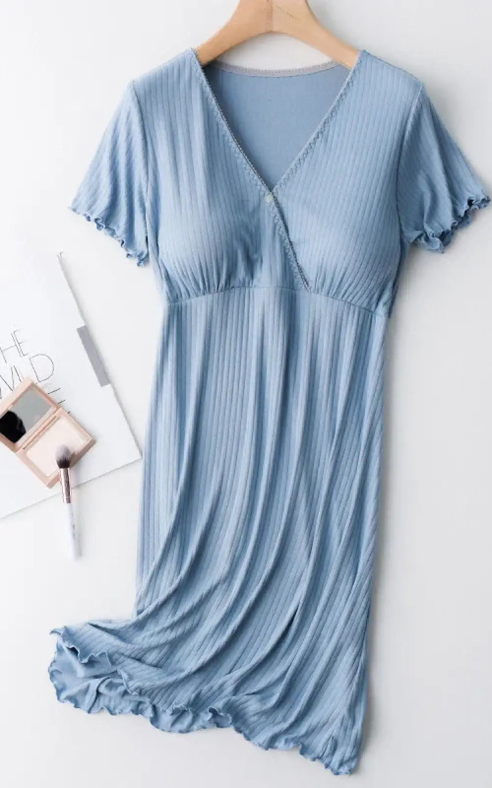 Pyjama été allaitement bleu